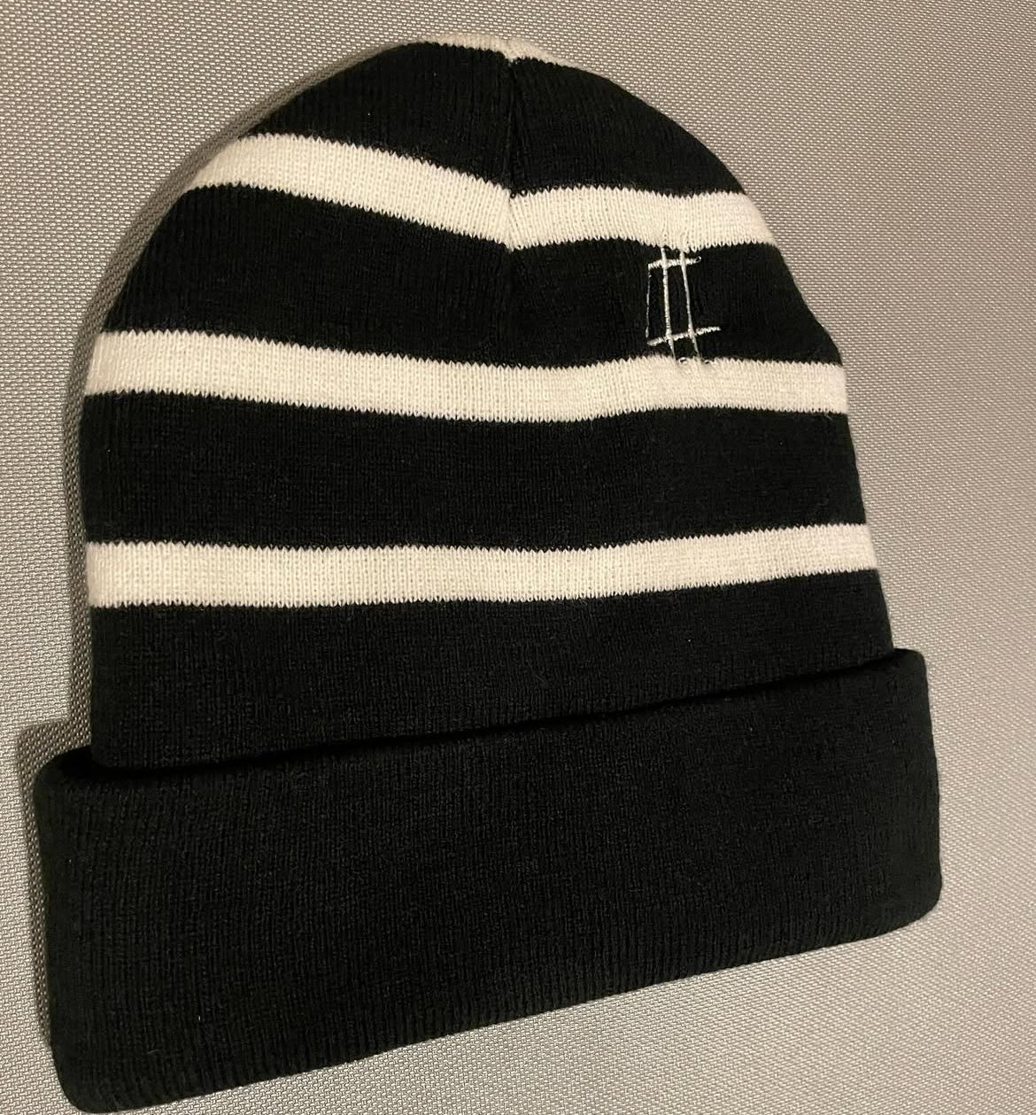 Striped fleece lined beanie
