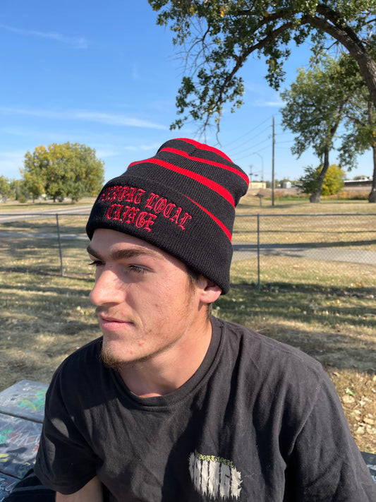 Striped fleece lined beanie