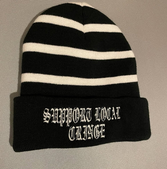 Striped fleece lined beanie