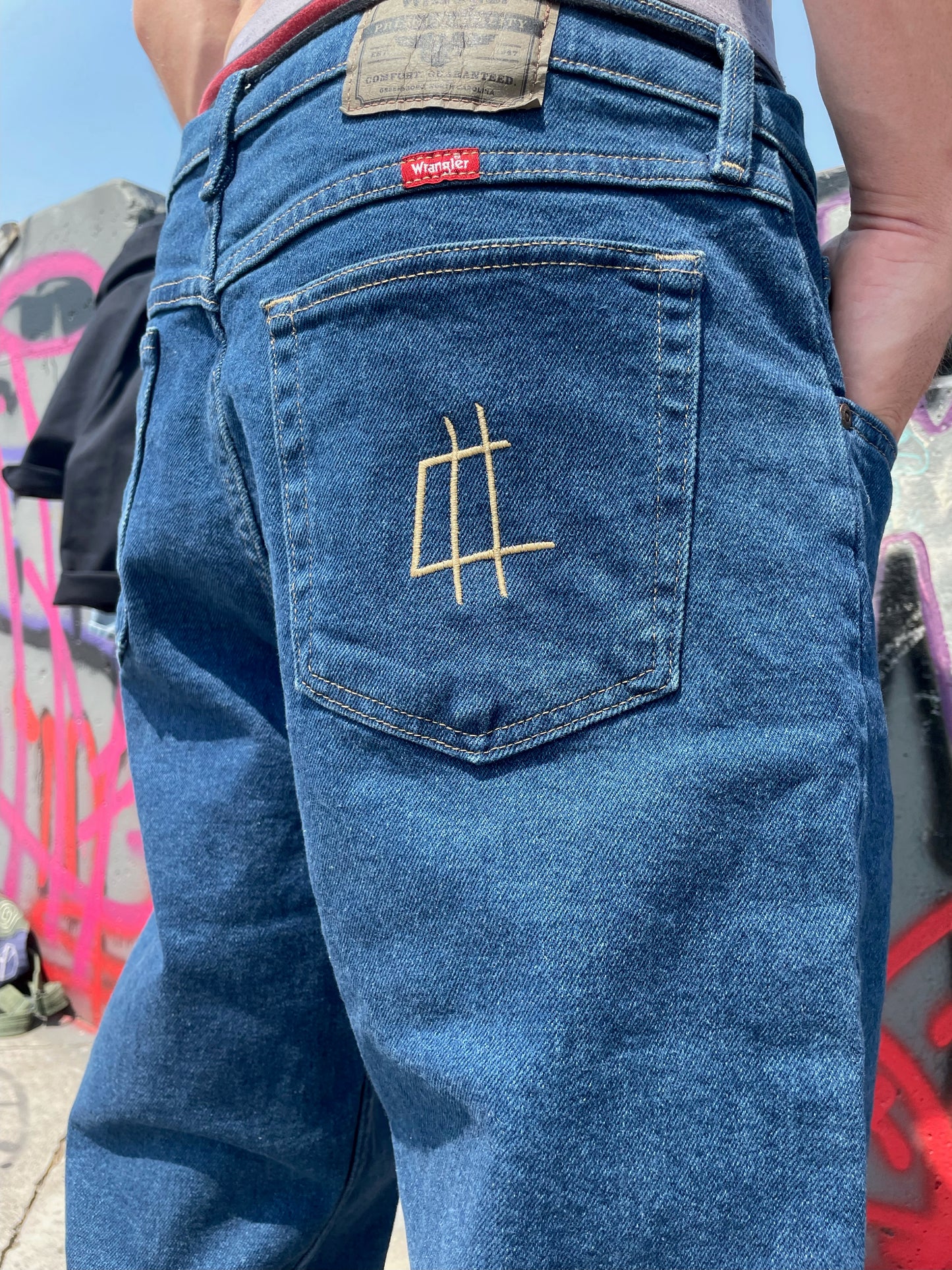 Embroidered SLC Blue Jeans