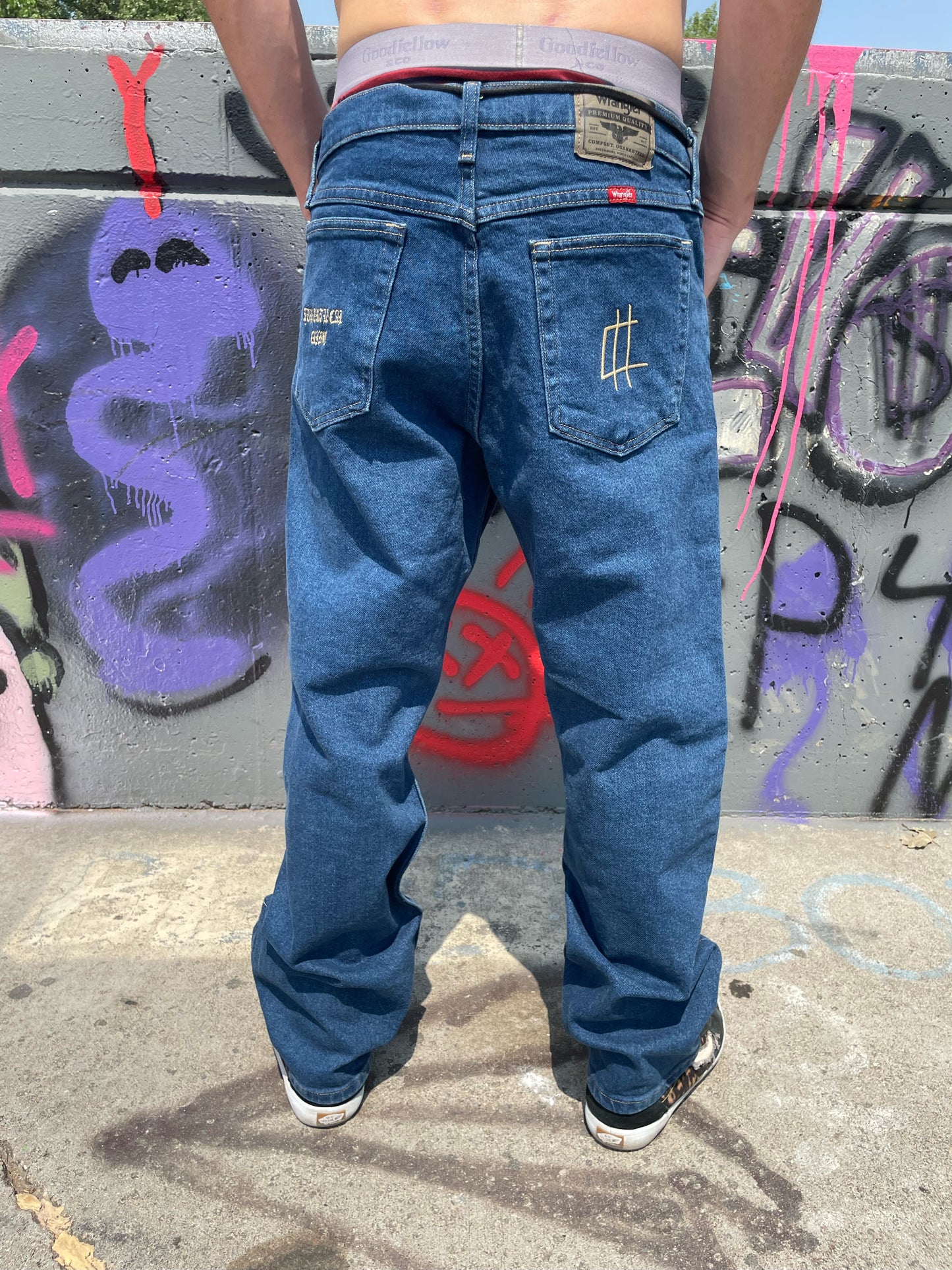 Embroidered SLC Blue Jeans