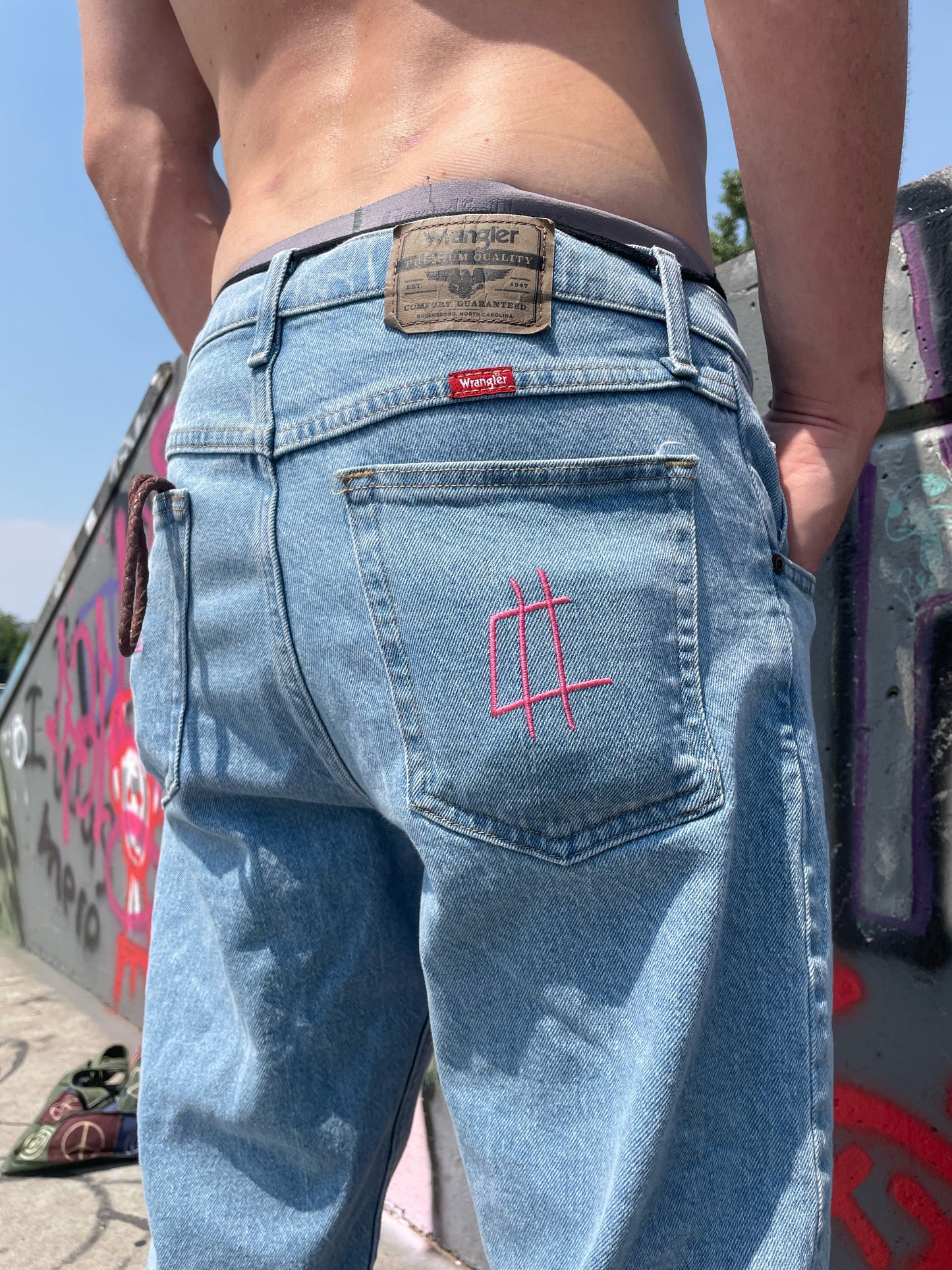 Embroidered SLC Blue Jeans