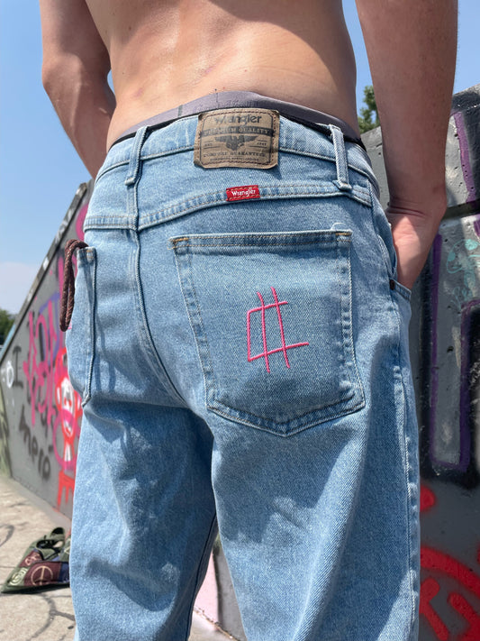 Embroidered SLC Blue Jeans