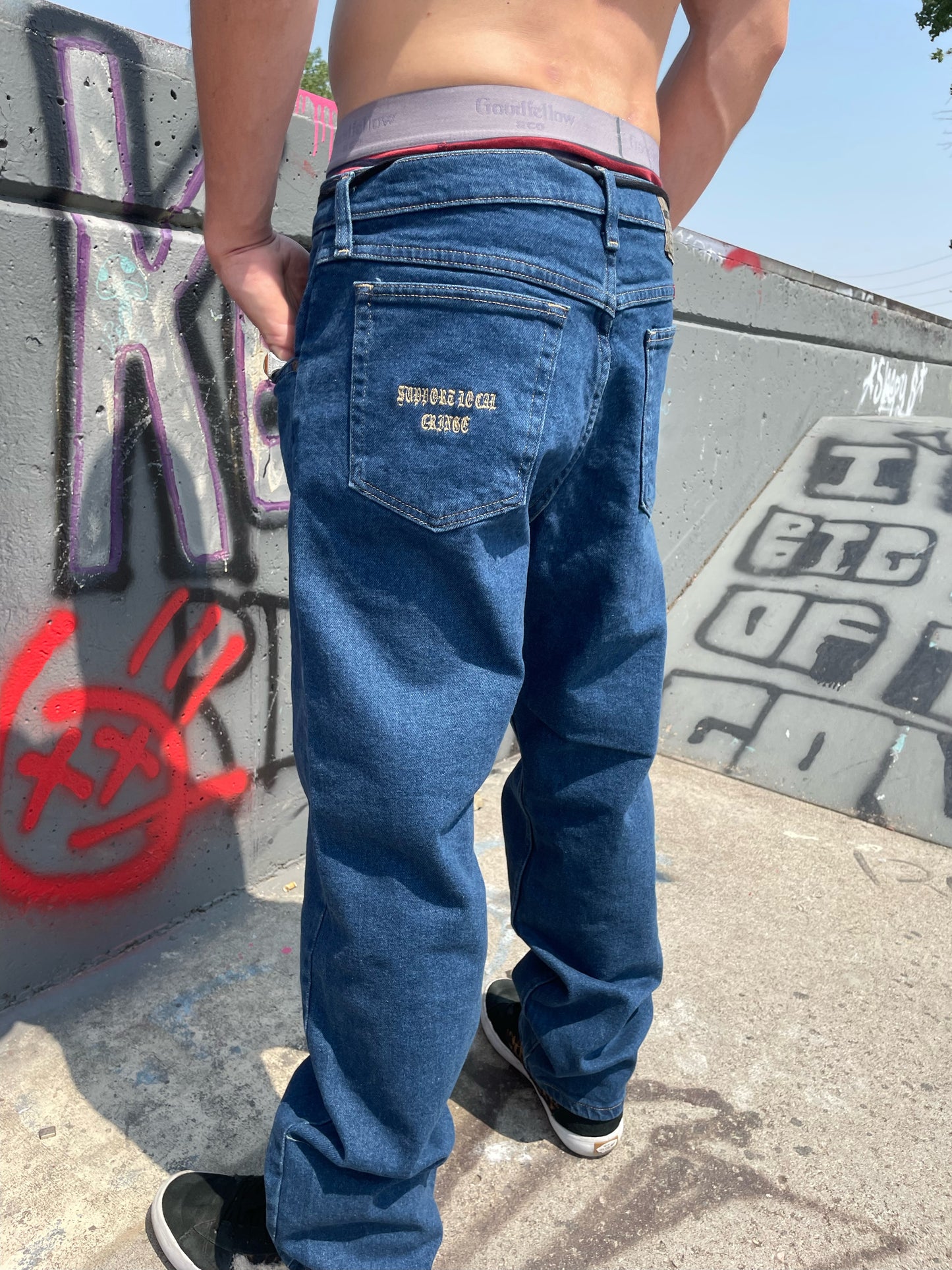 Embroidered SLC Blue Jeans