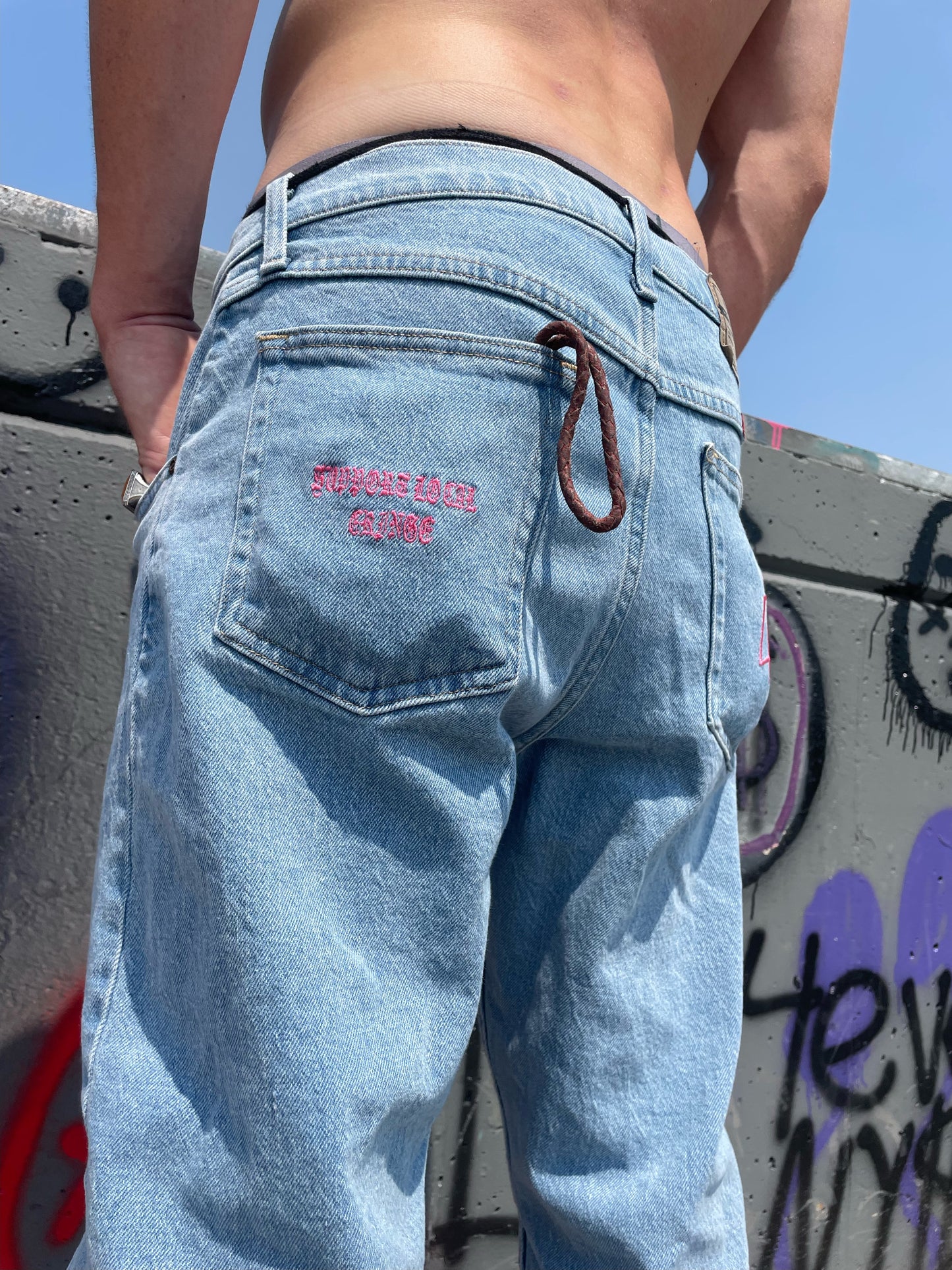 Embroidered SLC Blue Jeans