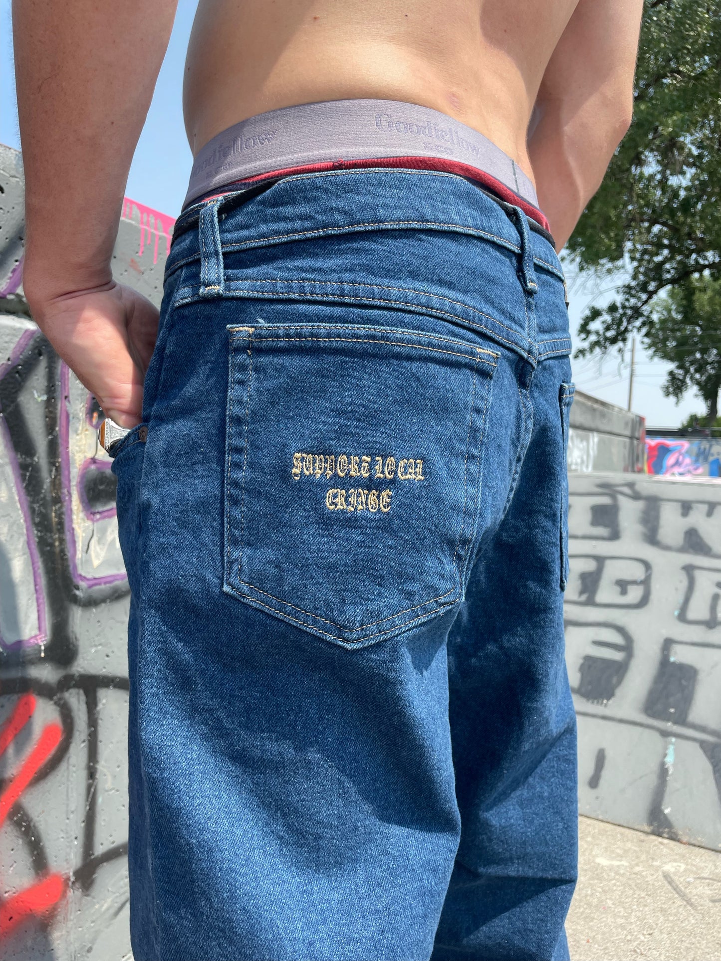 Embroidered SLC Blue Jeans